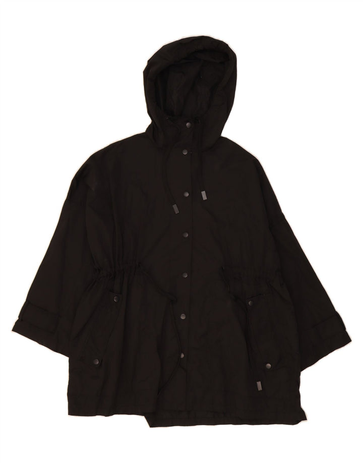 ZARA Womens Hooded Overcoat UK 14 Medium Black Polyester Vintage Zara and Second-Hand Zara from Messina Hembry 