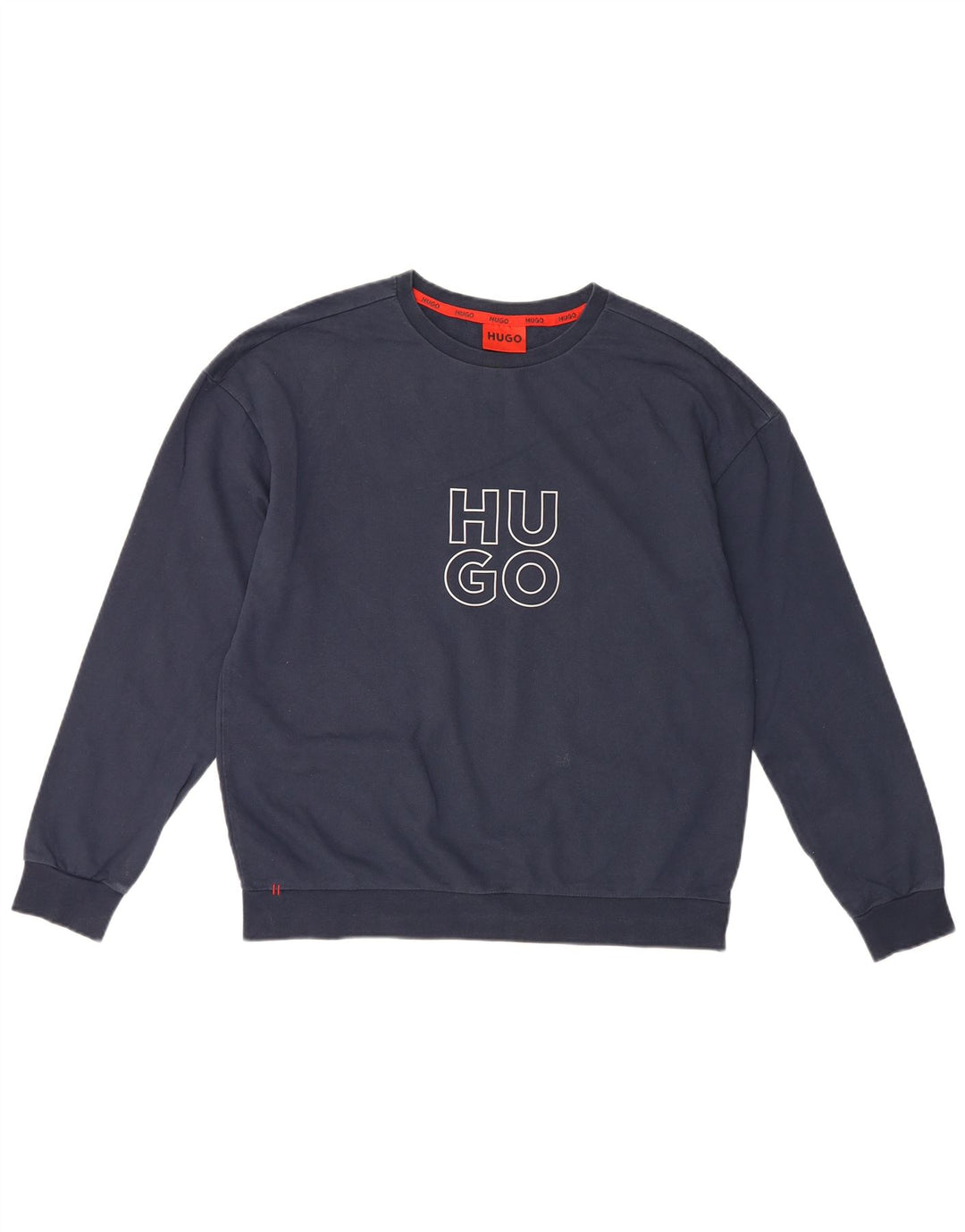 Hugo Boss Mens Graphic Sweatshirt Jumper Medium Navy Blue Cotton