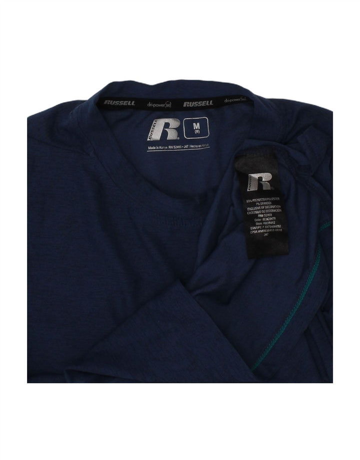 RUSSELL ATHLETIC Boys Dri-Power Top Long Sleeve 7-8 Years Medium Blue