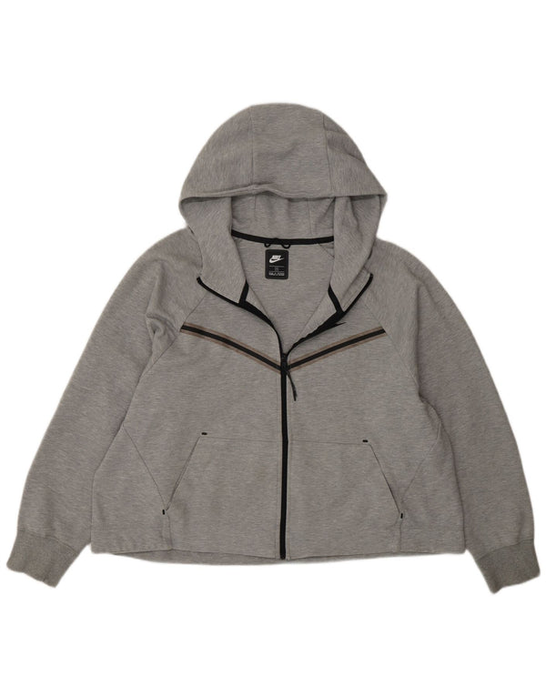Felpa con cappuccio e zip da donna Nike UK 18 XL cotone grigio