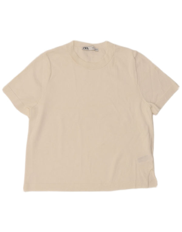 Camiseta feminina Zara UK 14 viscose branca média