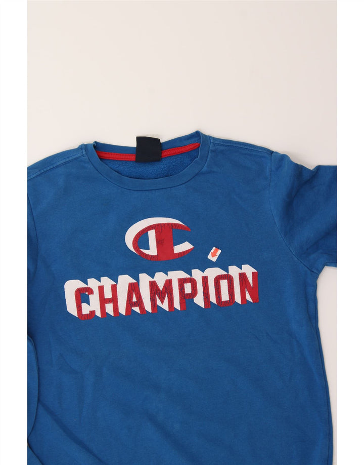 CHAMPION Boys Graphic Sweatshirt Jumper 11-12 Years Large  Blue Vintage Champion and Second-Hand Champion from Messina Hembry 