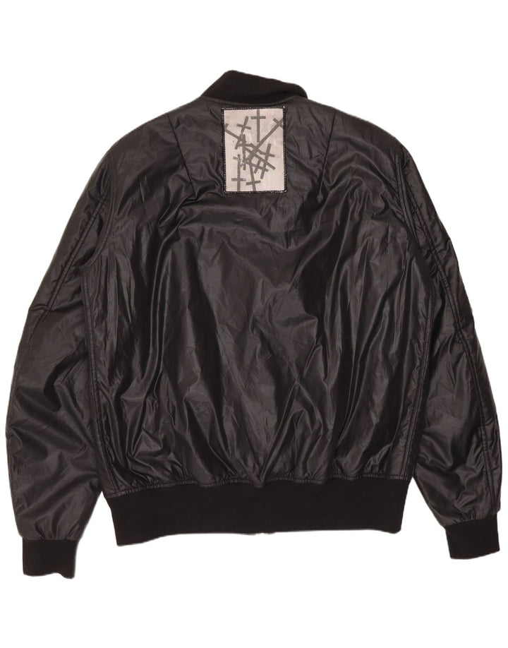 Vintage Herre Bomber Graphic Waxed Jacket UK 38 Medium Black Patchwork