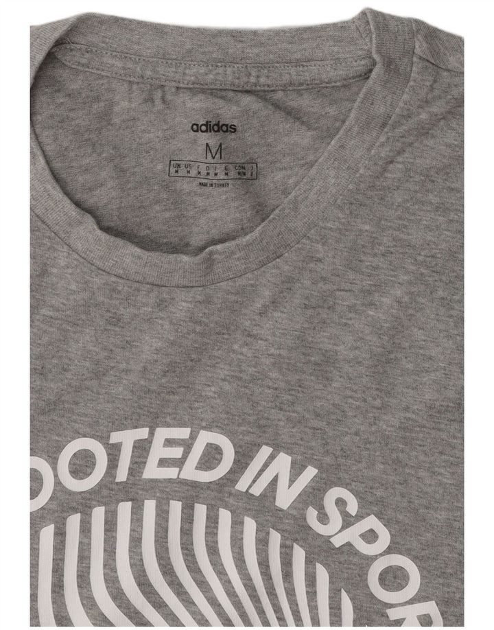 Adidas Mens Graphic T-Shirt Top Medium Grey Flecked
