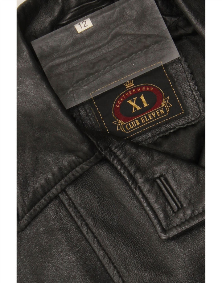 VINTAGE Womens Leather Jacket UK 12 Medium Black Leather Vintage Vintage and Second-Hand Vintage from Messina Hembry 
