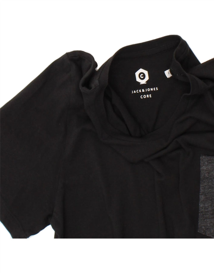 JACK & JONES Mens T-Shirt Top Medium Black Colourblock Cotton Vintage Jack & Jones and Second-Hand Jack & Jones from Messina Hembry 