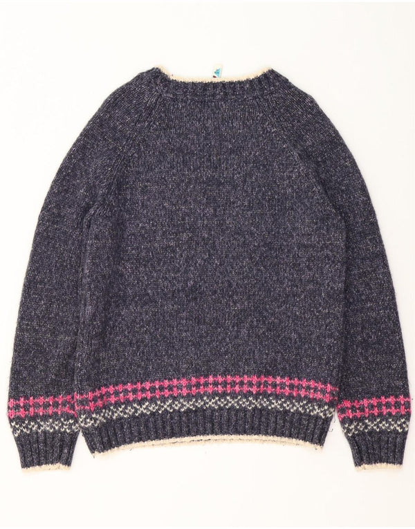 Maglione maglione con scollo a barca da donna Weird Fish UK 12 Medio Blu navy Fair Isle