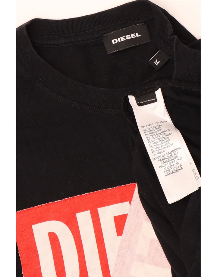 Diesel Mens Graphic T-Shirt Top Medium Black Cotton