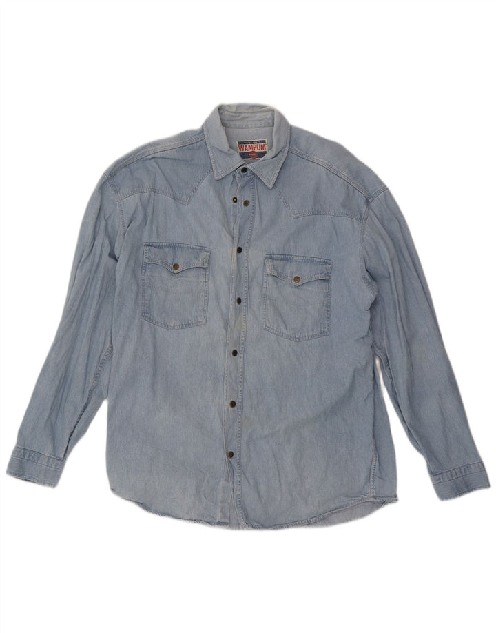 WAMPUM Mens Denim Shirt XL Blue