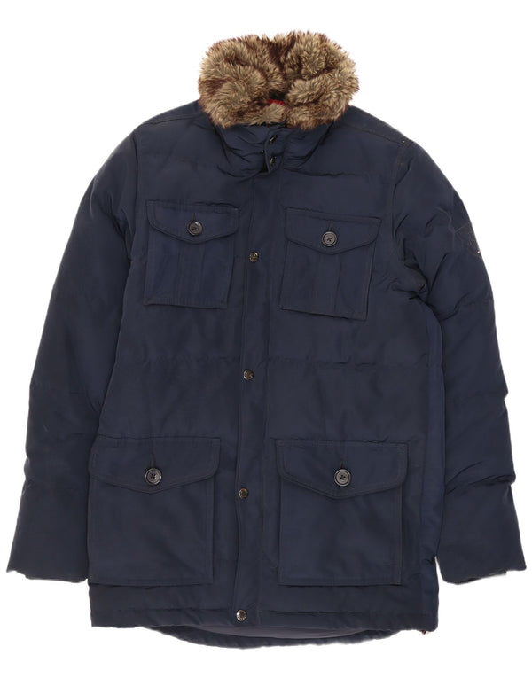 Tommy Hilfiger Manteau rembourré pour homme UK 36 Petit Bleu Marine Polyester