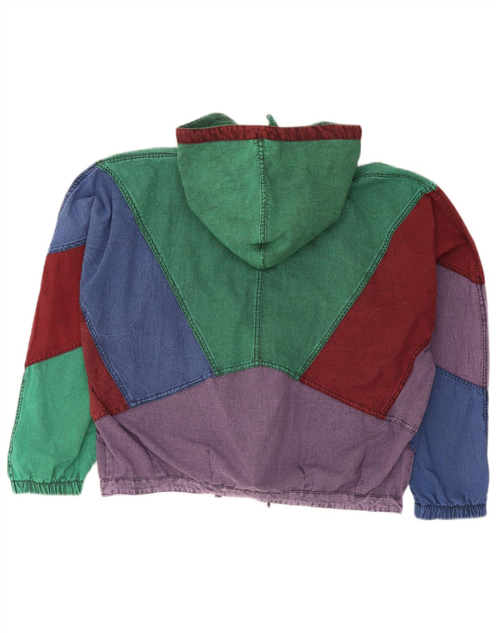 Brugi Womens Hooded Denim Jacket UK 14 Large Multicoloured Colourblock