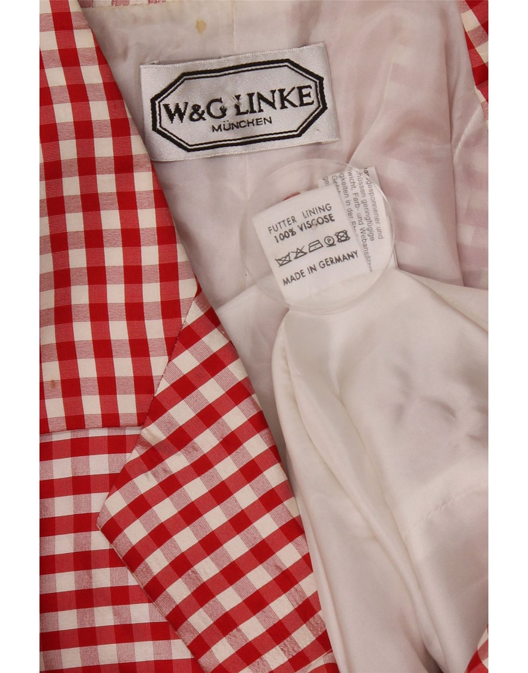 VINTAGE Womens 3 Button Blazer Jacket UK 14 Medium Red Gingham Viscose