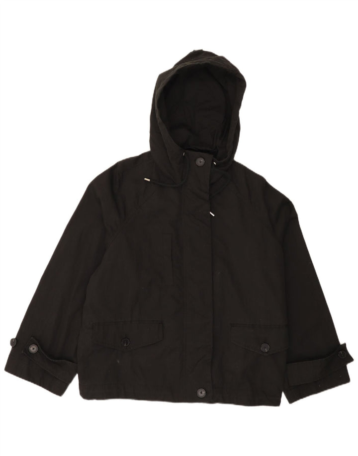 Zara Dame Hætte Oversized Windbreaker Jacket UK 14 Medium Sort Bomuld