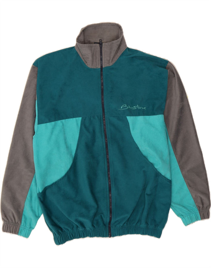 VINTAGE Mens Tracksuit Top Jacket Small Turquoise Colourblock Polyester Vintage Vintage and Second-Hand Vintage from Messina Hembry 