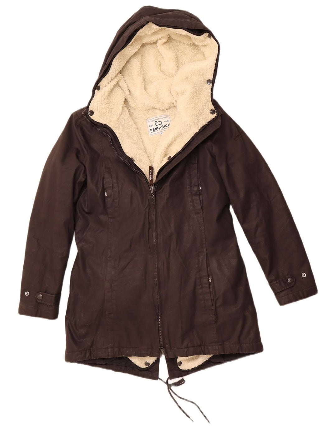 WOOLRICH Womens Hooded Parka Jacket UK 14 Medium Brown Polyester