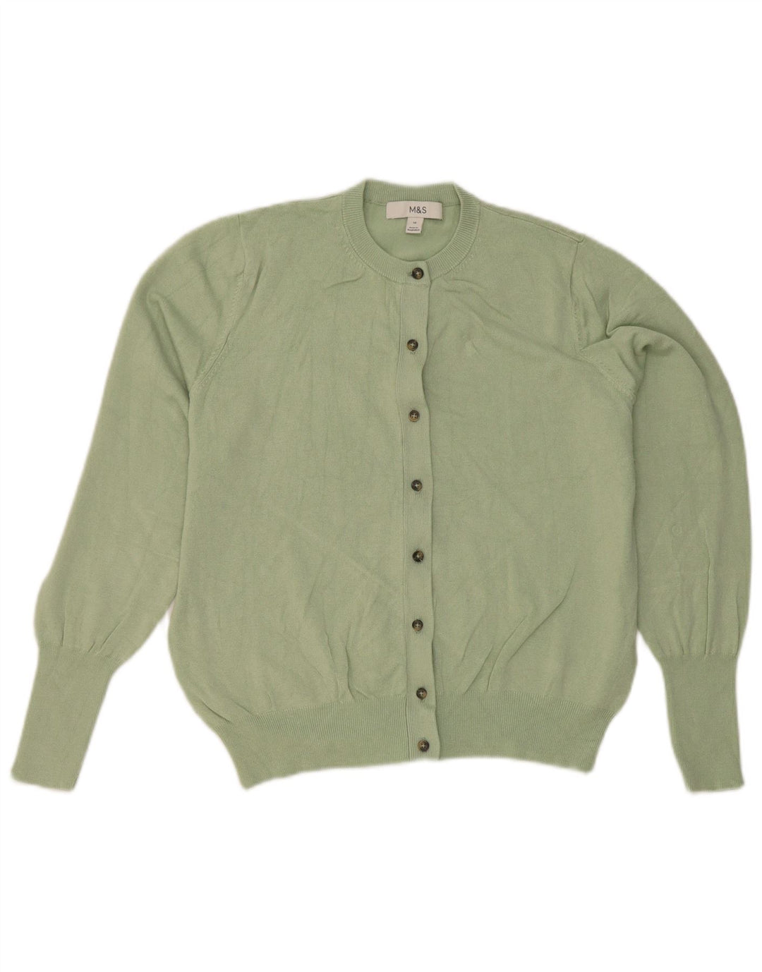 Marks & Spencer Womens Cardigan Sweater UK 14 Medium  Green Viscose