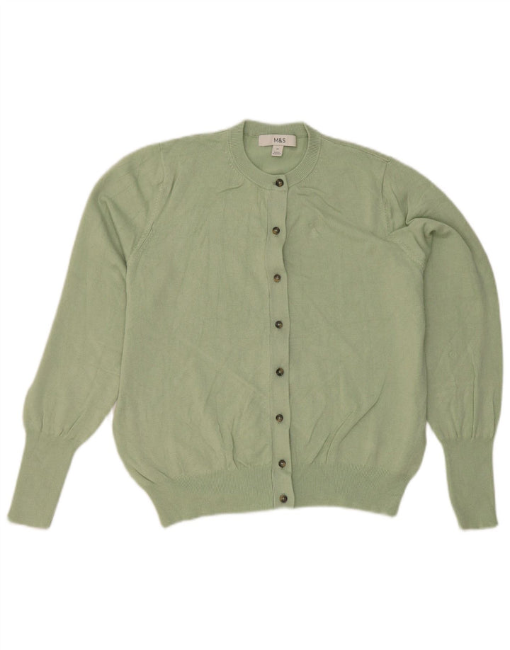 Marks & Spencer Womens Cardigan Sweater UK 14 Medium  Green Viscose
