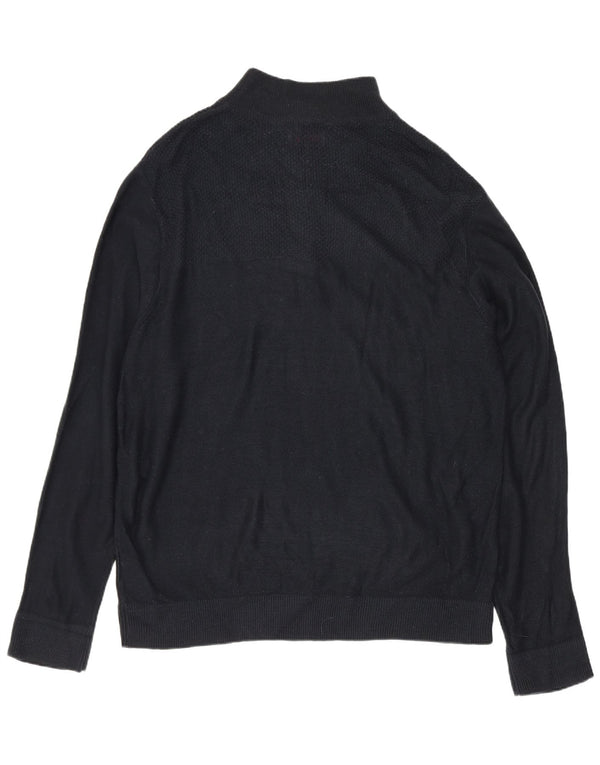 Pierre Cardin Mens Zip Neck Jumper Sweater XL Black Acrylic