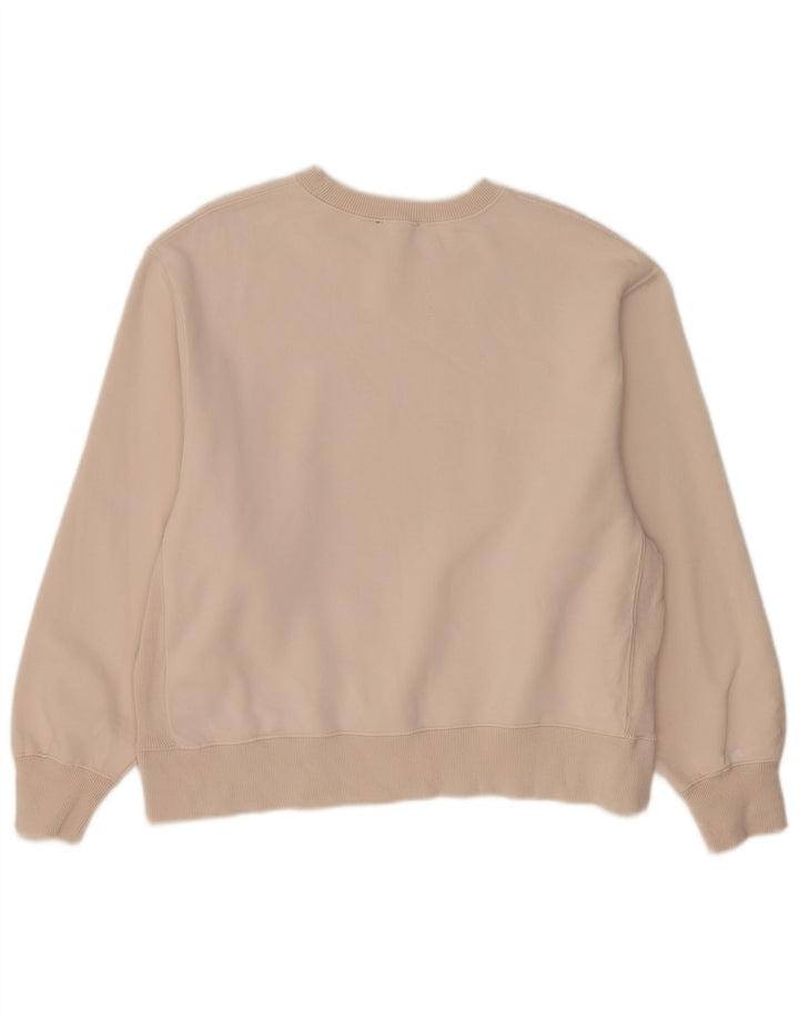 ZARA Womens Oversized Sweatshirt Jumper UK 14 Medium Beige Cotton