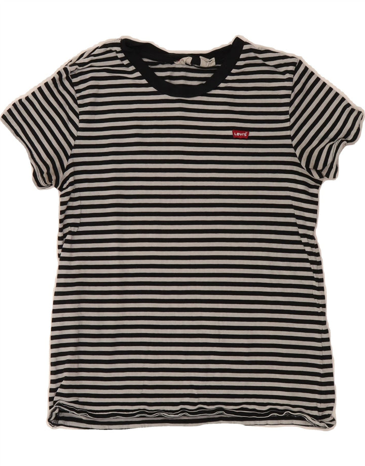 LEVI'S Womens T-Shirt Top UK 8 Small Black Striped Vintage Levi's and Second-Hand Levi's from Messina Hembry 