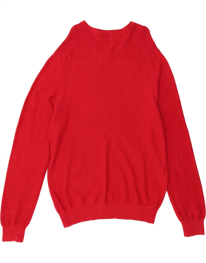 IZOD Mens V-Neck Jumper Sweater Large Red Cotton Vintage Izod and Second-Hand Izod from Messina Hembry 