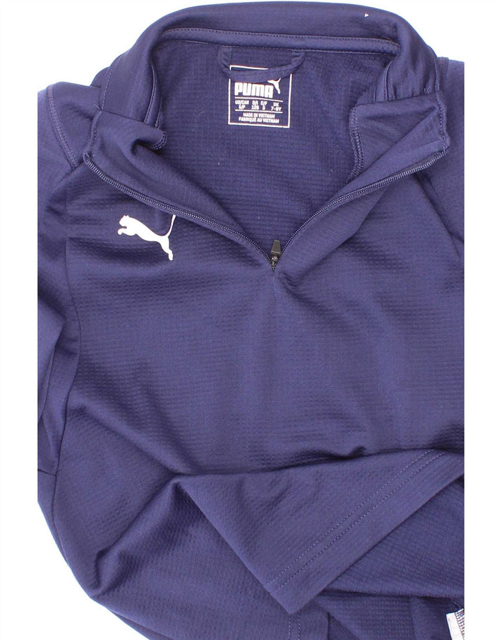 Puma Jungen-Pullover-Trainingsoberteil mit Reißverschluss, 7–8 Jahre, Marineblau