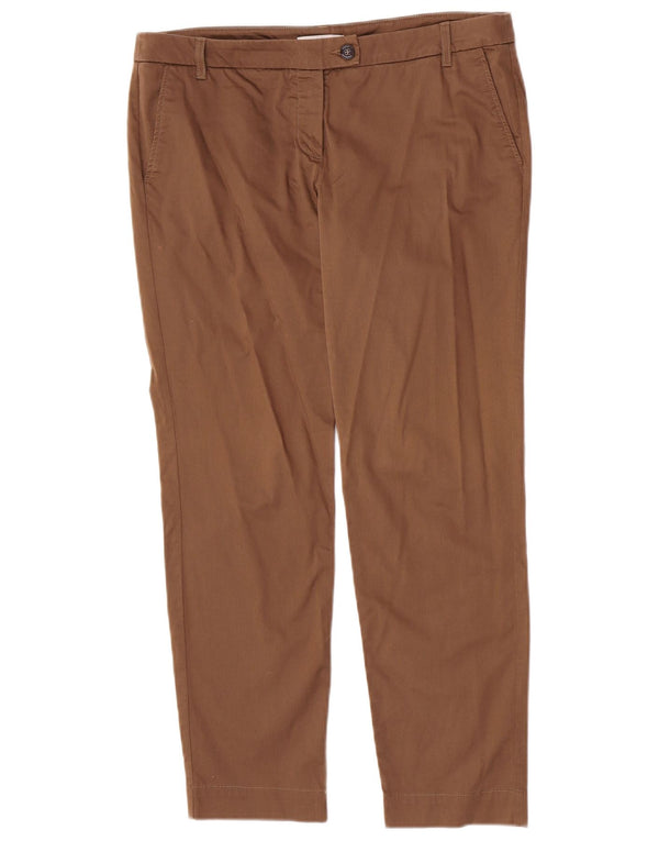 Marella Pantalon de costume droit pour femme UK 16 Large W34 L28 Marron Coton