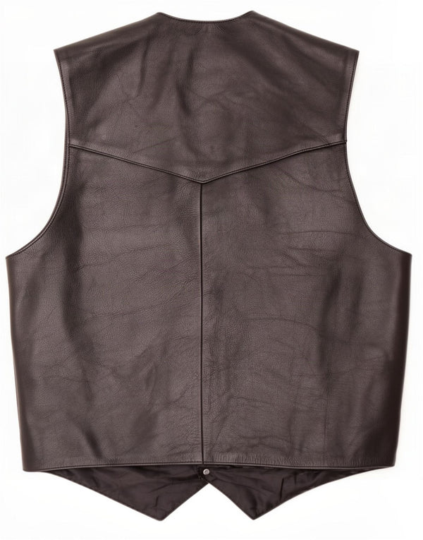 gilet en cuir homme vintage 2XL Noir
