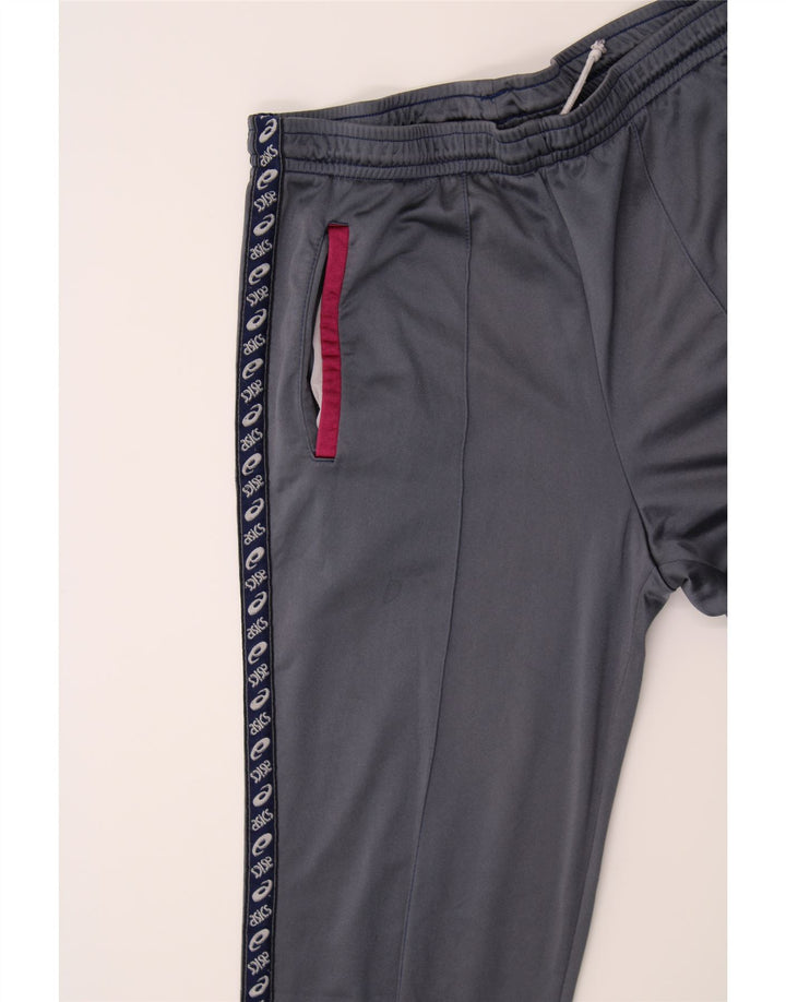 ASICS Womens Graphic Tracksuit Trousers UK 16 Large  Grey Vintage Asics and Second-Hand Asics from Messina Hembry 
