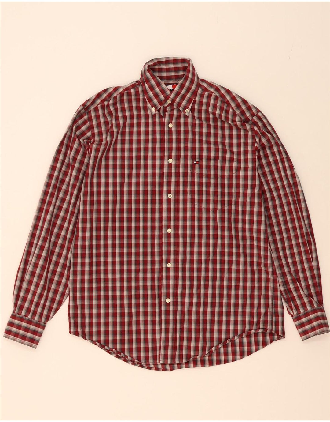 TOMMY HILFIGER Mens Shirt Small Red Check Cotton Vintage Tommy Hilfiger and Second-Hand Tommy Hilfiger from Messina Hembry 