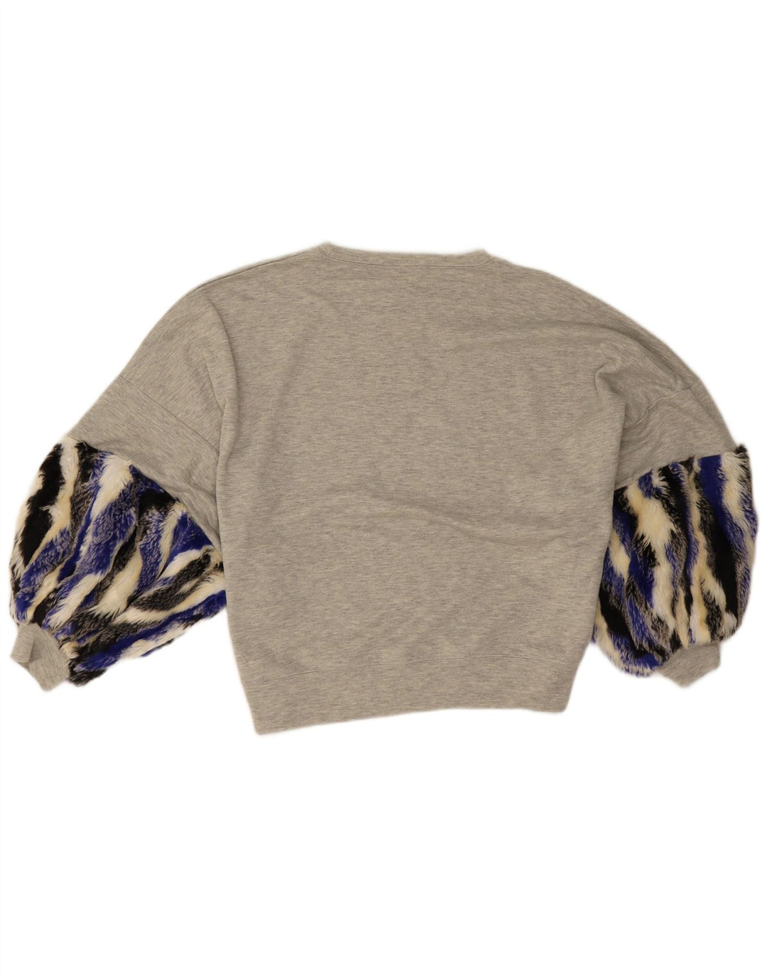 Zara Mujer Top Extragrande Manga 3/4 UK 40 Pequeño Poliéster Color Block Gris
