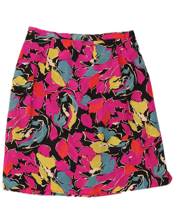 Gonna a trapezio da donna vintage W30 rosa medio floreale