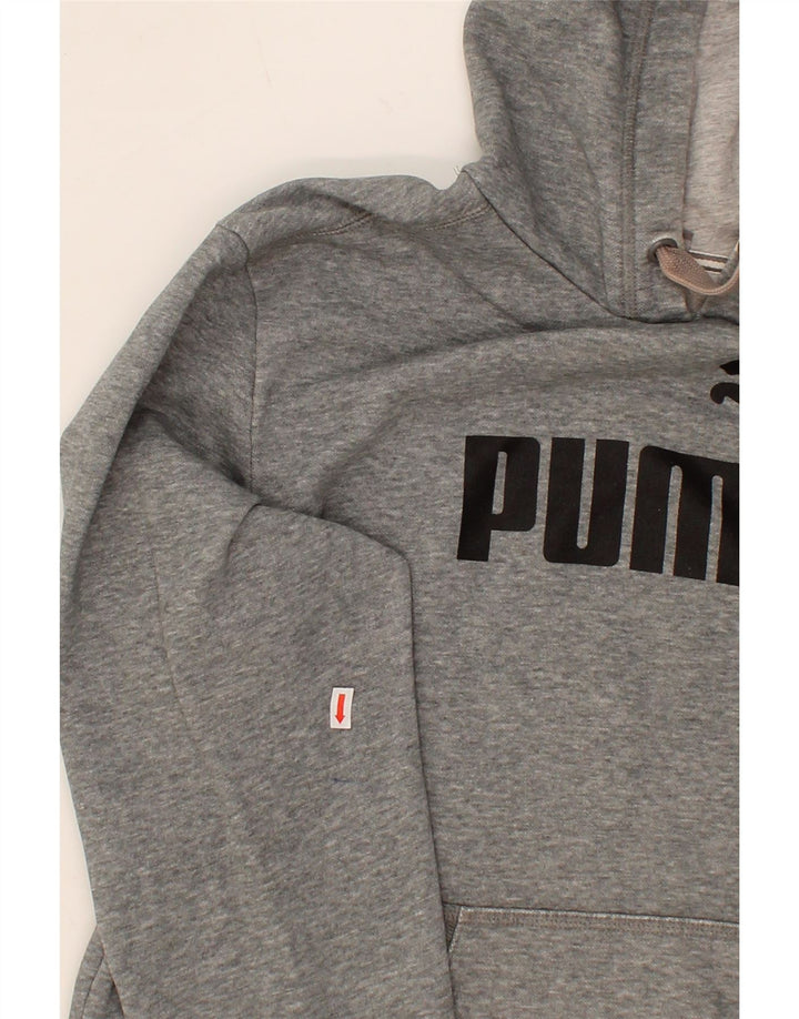 PUMA Mens Graphic Hoodie Jumper Medium Grey Cotton Vintage Puma and Second-Hand Puma from Messina Hembry 