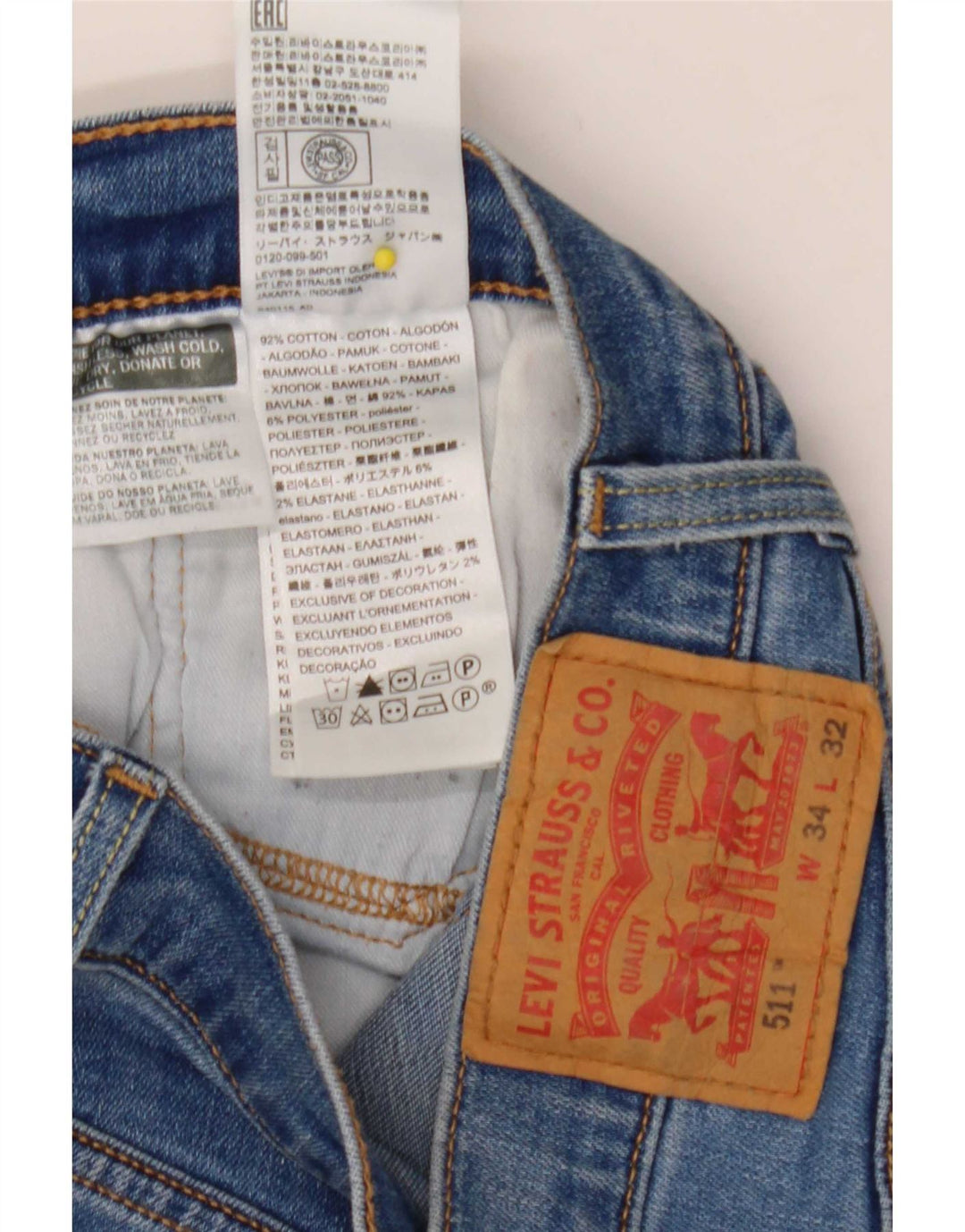 Levi's Jean Slim 511 Homme Bleu W34 L32 Coton