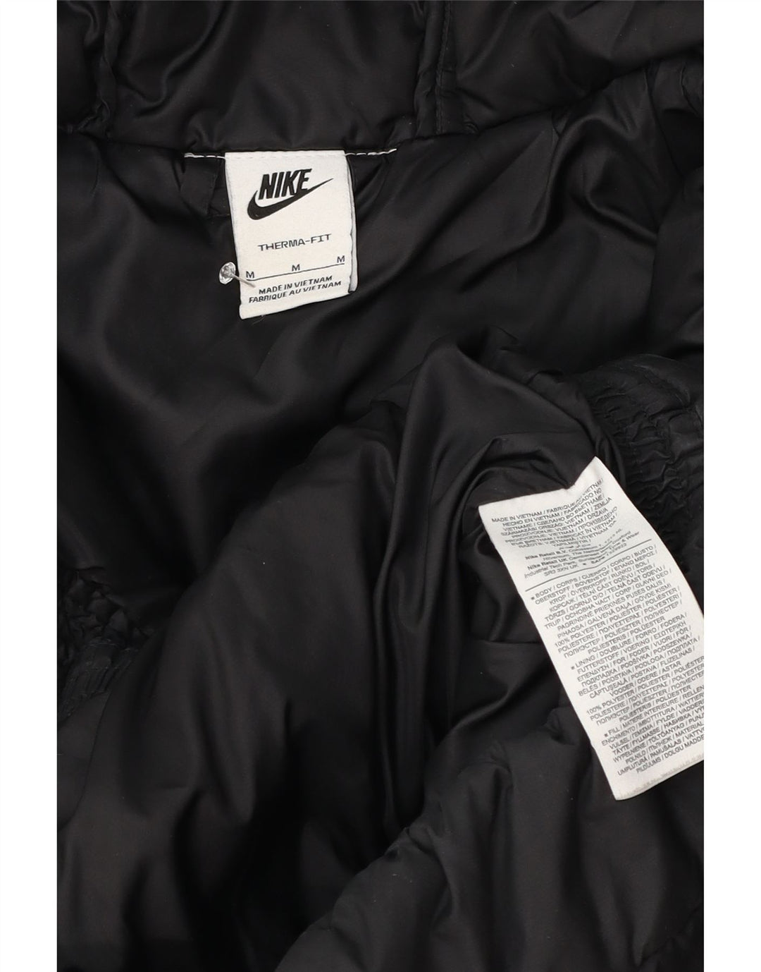 Nike Mens Therma-Fit Hooded Padded Jacket UK 38 Medium Black Polyester
