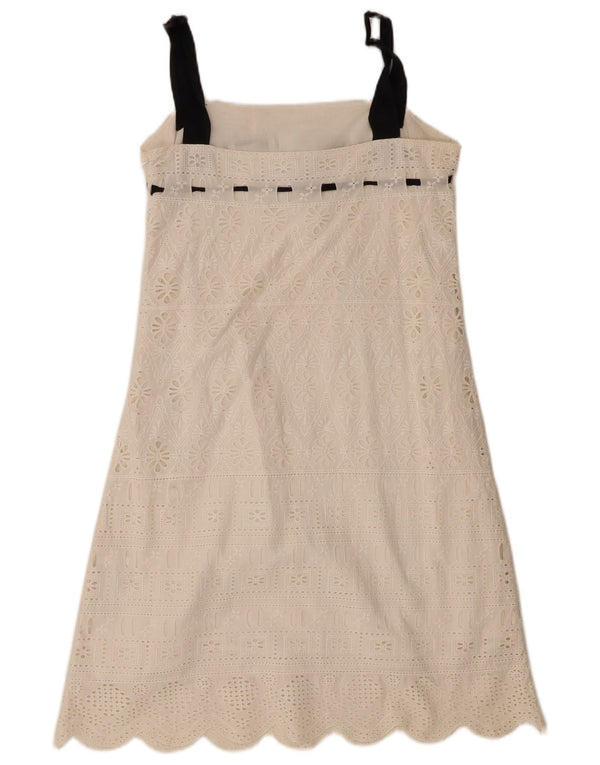 Abito a trapezio senza maniche da donna Zara UK 12 Cotone floreale bianco medio