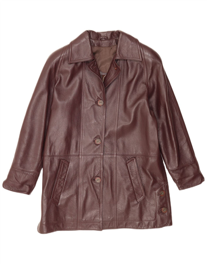 Vintage Womens Leather Coat IT 44 Medium Brown