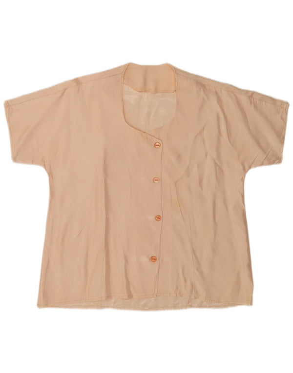 Vintage kortærmet skjortebluse til kvinder UK 18 XL Beige