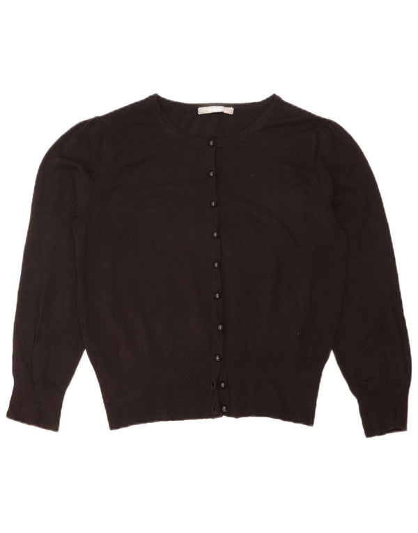 Marks & Spencer Damen Crop Cardigan Pullover UK 14 Large Schwarze Viskose