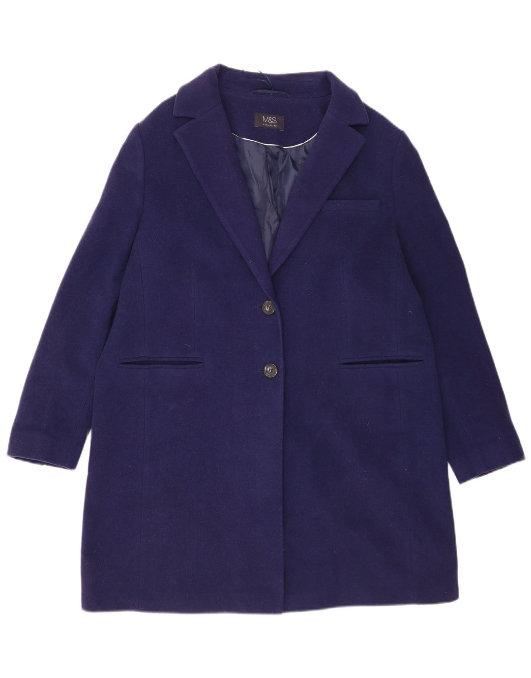 Marks & Spencer Womens Oversized Overcoat UK 16 Large Blue Wool