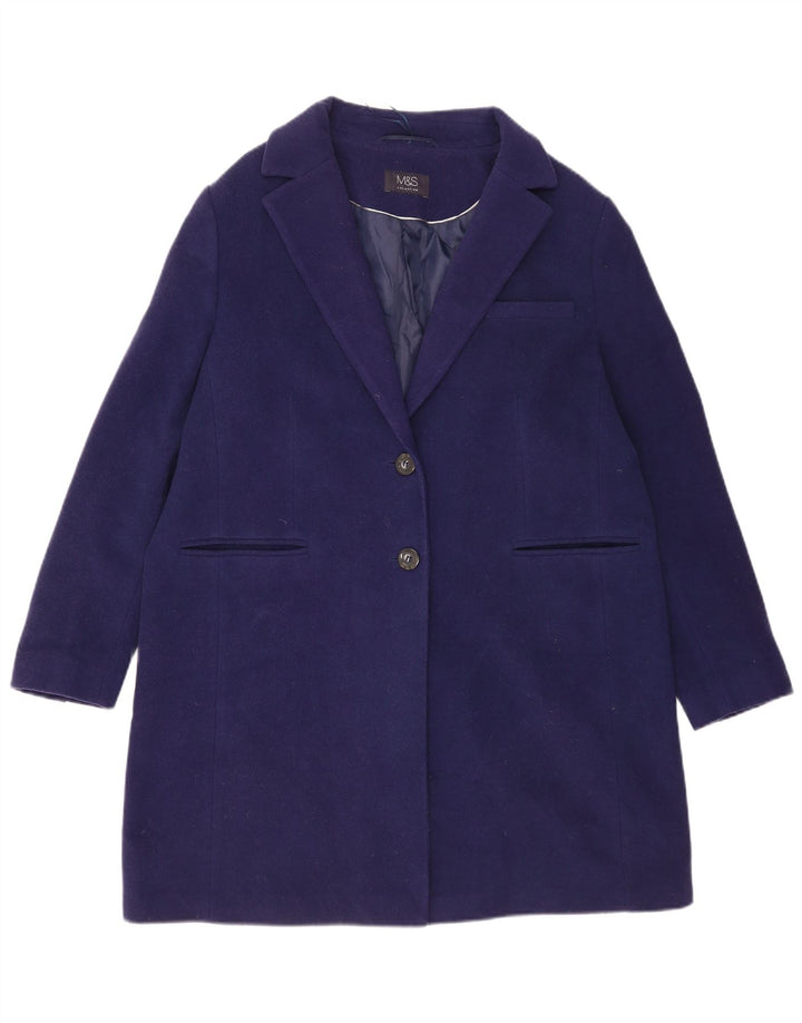 Marks & Spencer Womens Oversized Overcoat UK 16 Large Blue Wool
