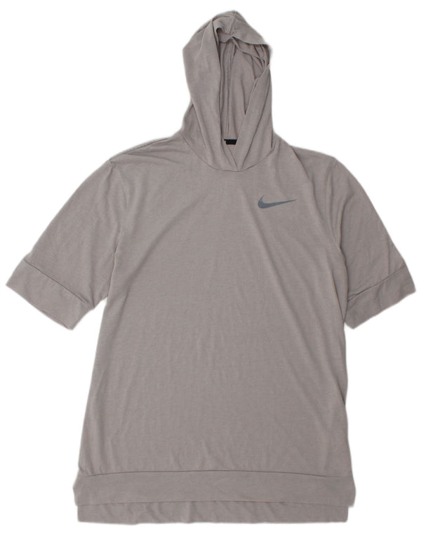 Nike Mens Dri Fit Hooded T-Shirt Top Medium Grey Polyester