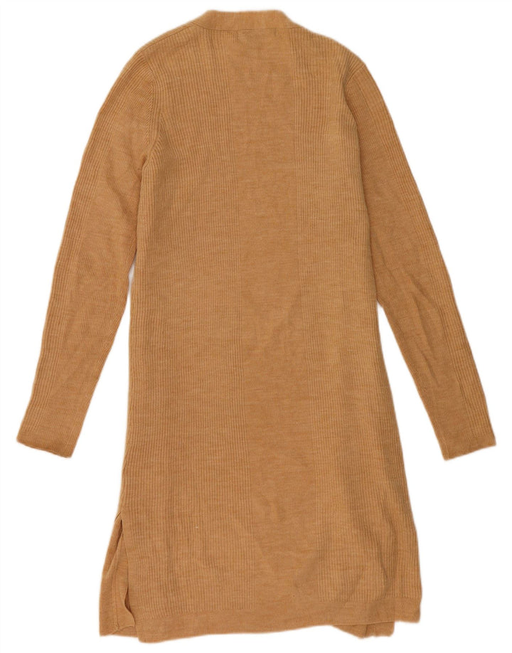Marks & Spencer Womens Longline Open Cardigan Sweater UK 14 Medium Beige