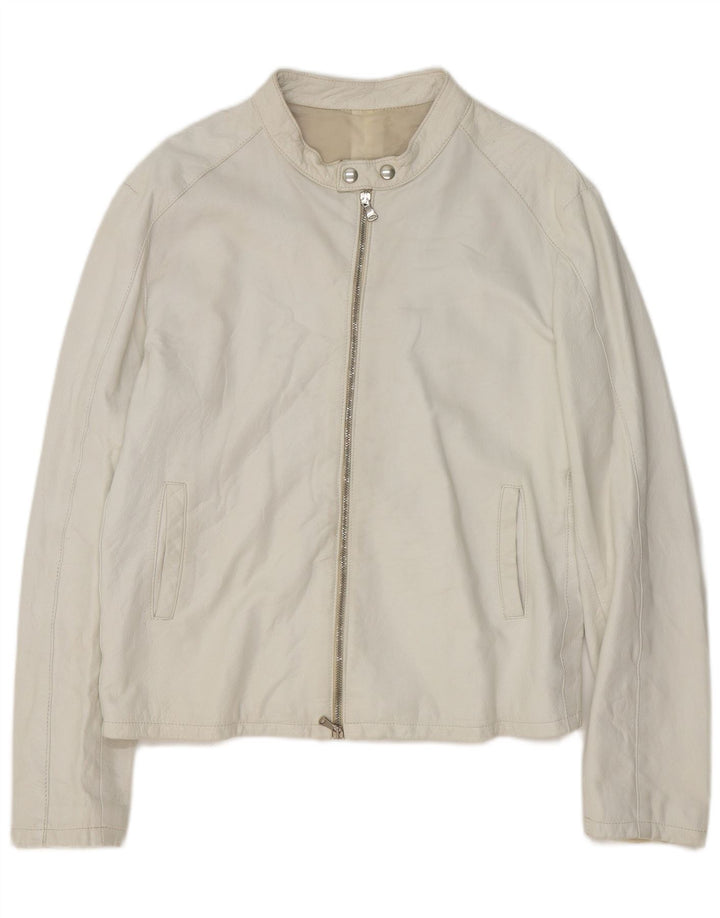 Bomber vintage pentru bărbați din piele UK 40 Large White
