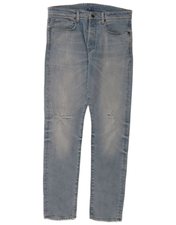 G-Star Mens 3301 Distressed Tapered Jeans W34 L34 Blue Cotton
