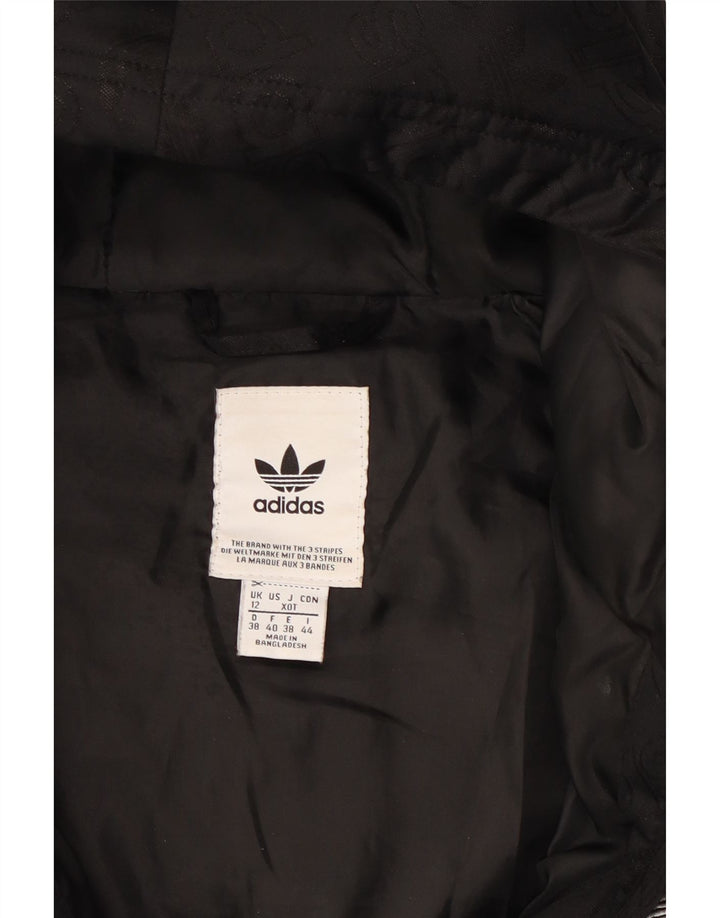 ADIDAS Womens Hooded Padded Jacket UK 12 Medium  Black Polyester