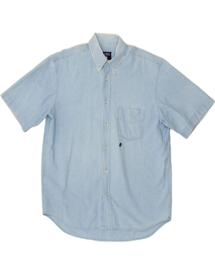 MARINA YACHTING Mens Short Sleeve Shirt Large Blue Vintage Marina Yachting and Second-Hand Marina Yachting from Messina Hembry 