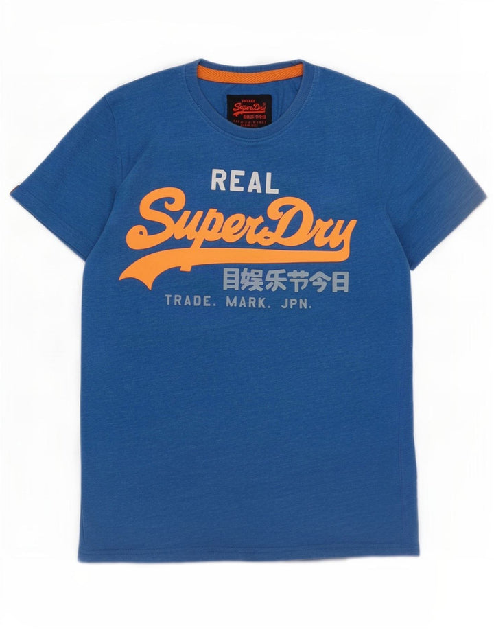 Superdry Mens Graphic T-Shirt Top Medium Blue Cotton