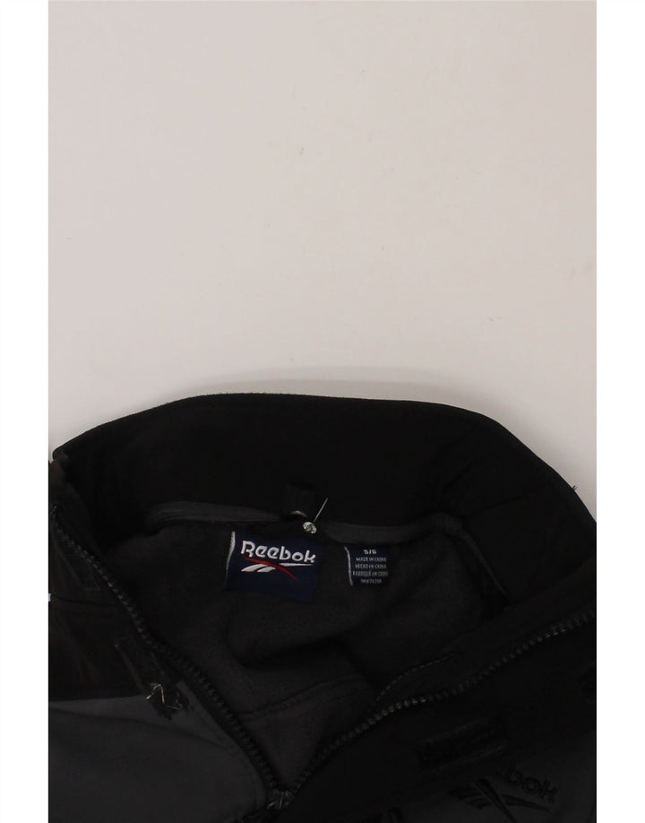 REEBOK Boys Hooded Windbreaker Jacket 5-6 Years Black Colourblock Vintage Reebok and Second-Hand Reebok from Messina Hembry 
