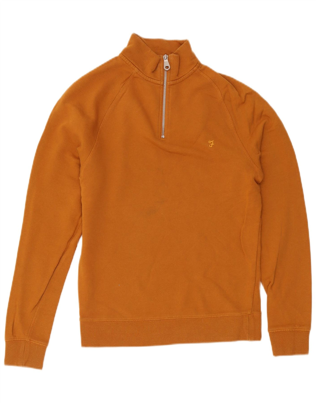 Farah Mens Zip Neck Sweatshirt Jumper Small Yellow Cotton
